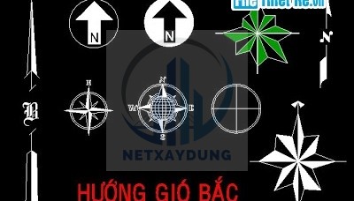 File thiết kế Bản vẽ mẫu các kiểu chỉ hướng Bắc